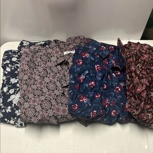 Express Multi-Pattern Floral and Paisley Dress Shirts - Navy, Burgundy, White